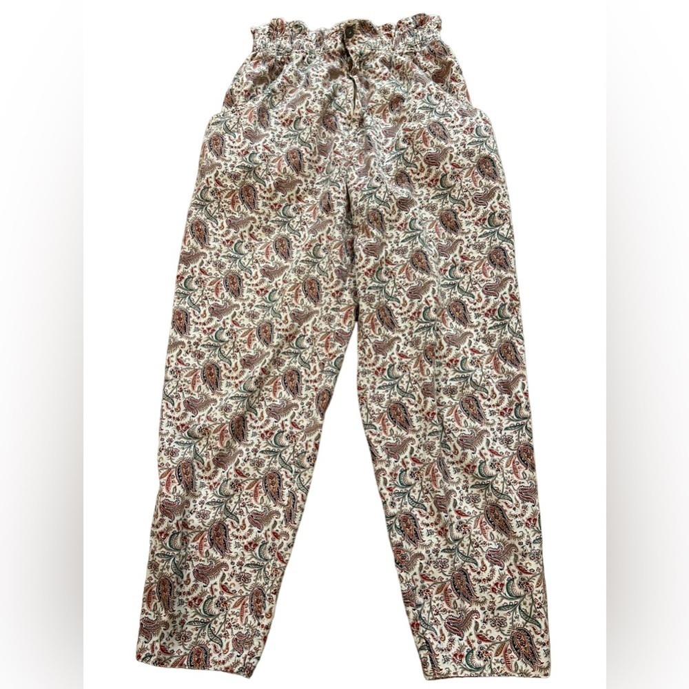 Vintage Airport paisley print paperbag waist pants size medium